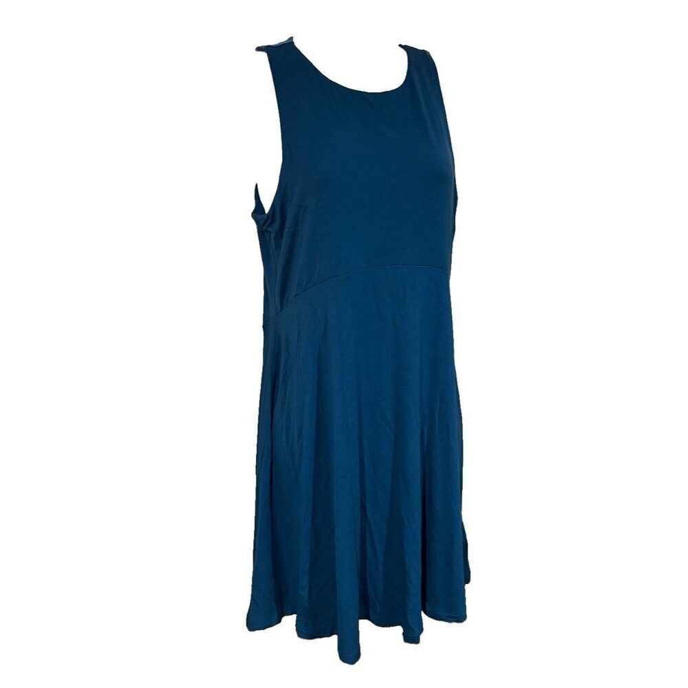Athleta Santorini Thera Dress M Medium Dark Lapis Blue Casual Sleeveless Knit - Picture 3 of 8